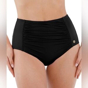 Popilush Women's High Waisted Bottom Tummy Control Ruched Bathing Suit Large